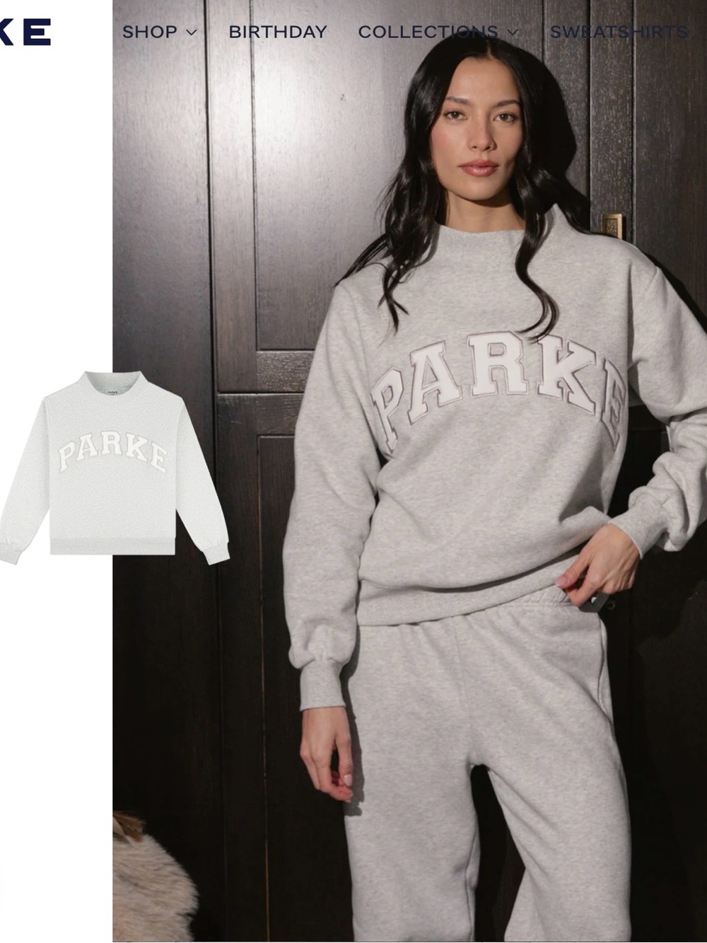 PARKE Light Gray Varsity Mockneck Sweatshirt